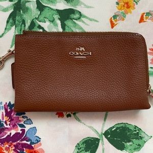 Coach double zip wristlet